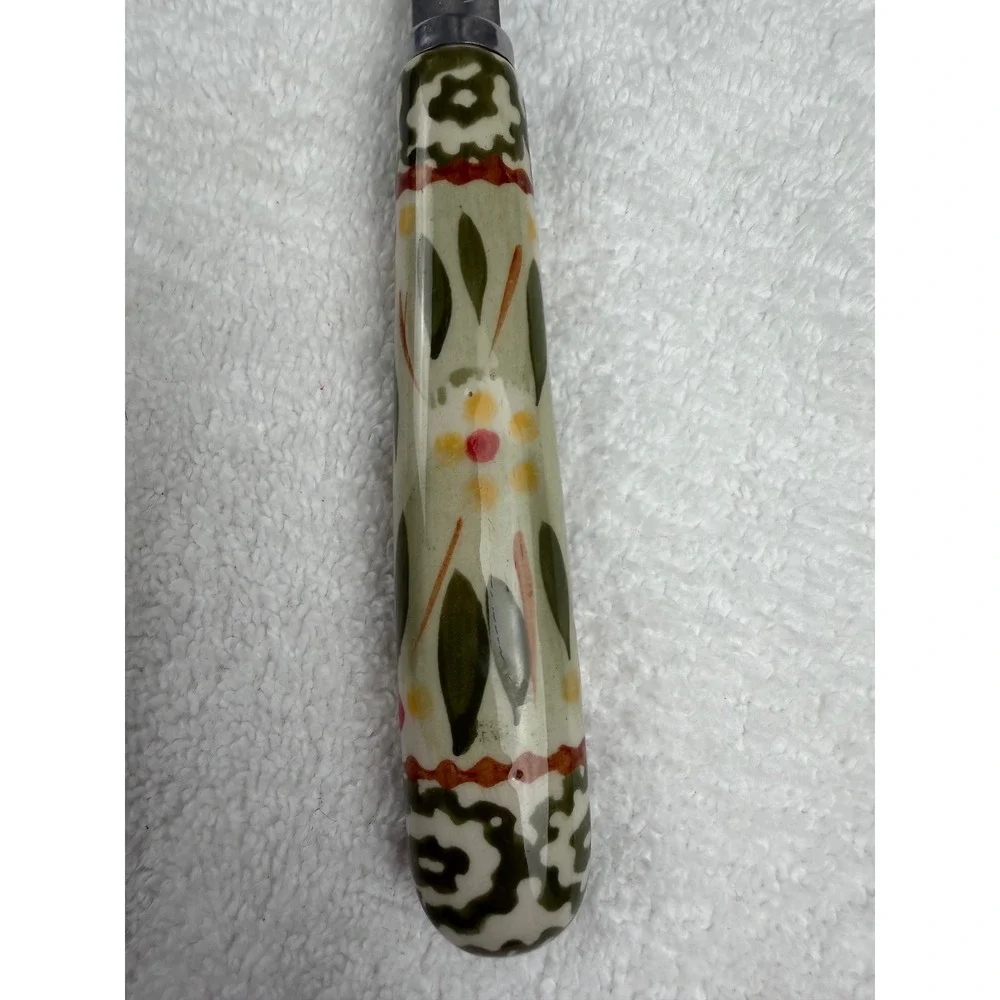 Temp-tations Old World Green Meat Serving Fork Stainless Steel Ceramic Handle